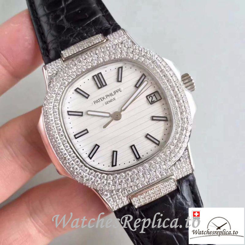 Swiss Patek Philippe Nautilus Jumbo Replica 5719/1G-001 Diamonds Bezel 40MM - WatchesReplica.is