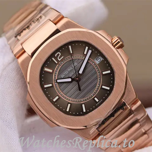 Patek Philippe Replica Nautilus 7011 Rose Gold strap 32MM - WatchesReplica.is