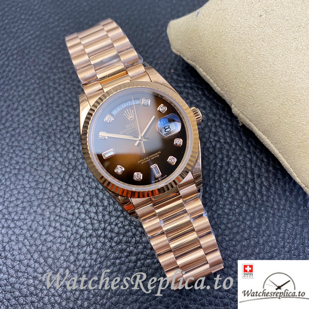 Swiss Rolex Datejust Replica 126233 Rose Gold strap 36MM - WatchesReplica.is