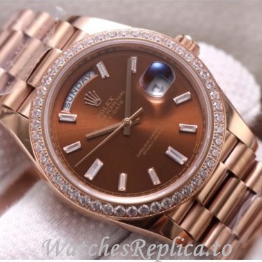 Swiss Rolex Day Date Replica 228345 Rose Gold strap 40MM - WatchesReplica.is