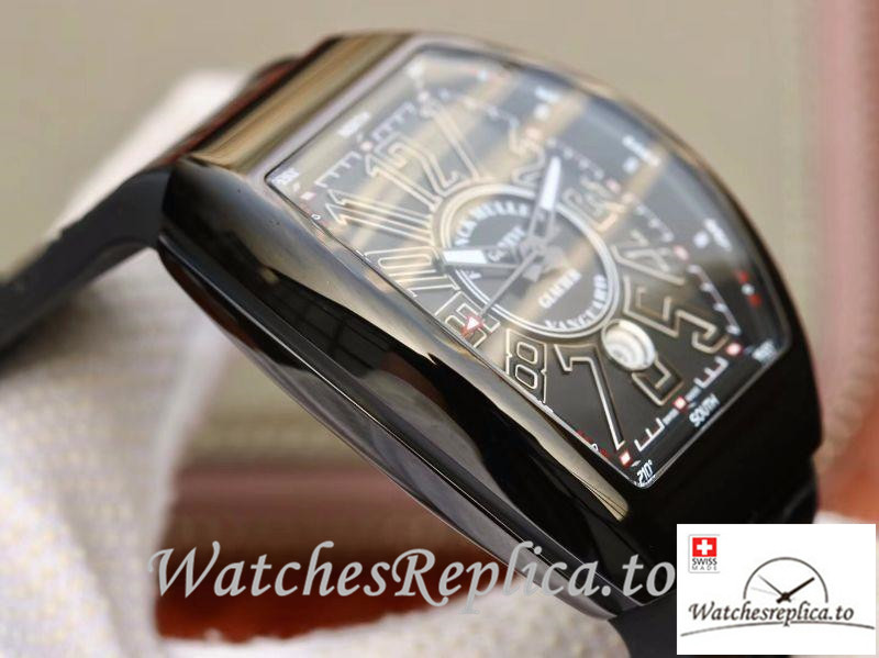 Swiss Franck Muller Vanguard Replica V45-05 Black Strap 45MM - WatchesReplica.is
