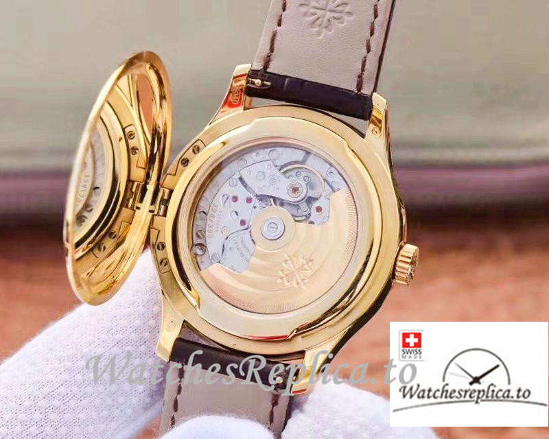 Swiss Patek Philippe Calatrava Yellow Gold Replica 5227J-001 Black Strap 39MM×10.2MM - WatchesReplica.is
