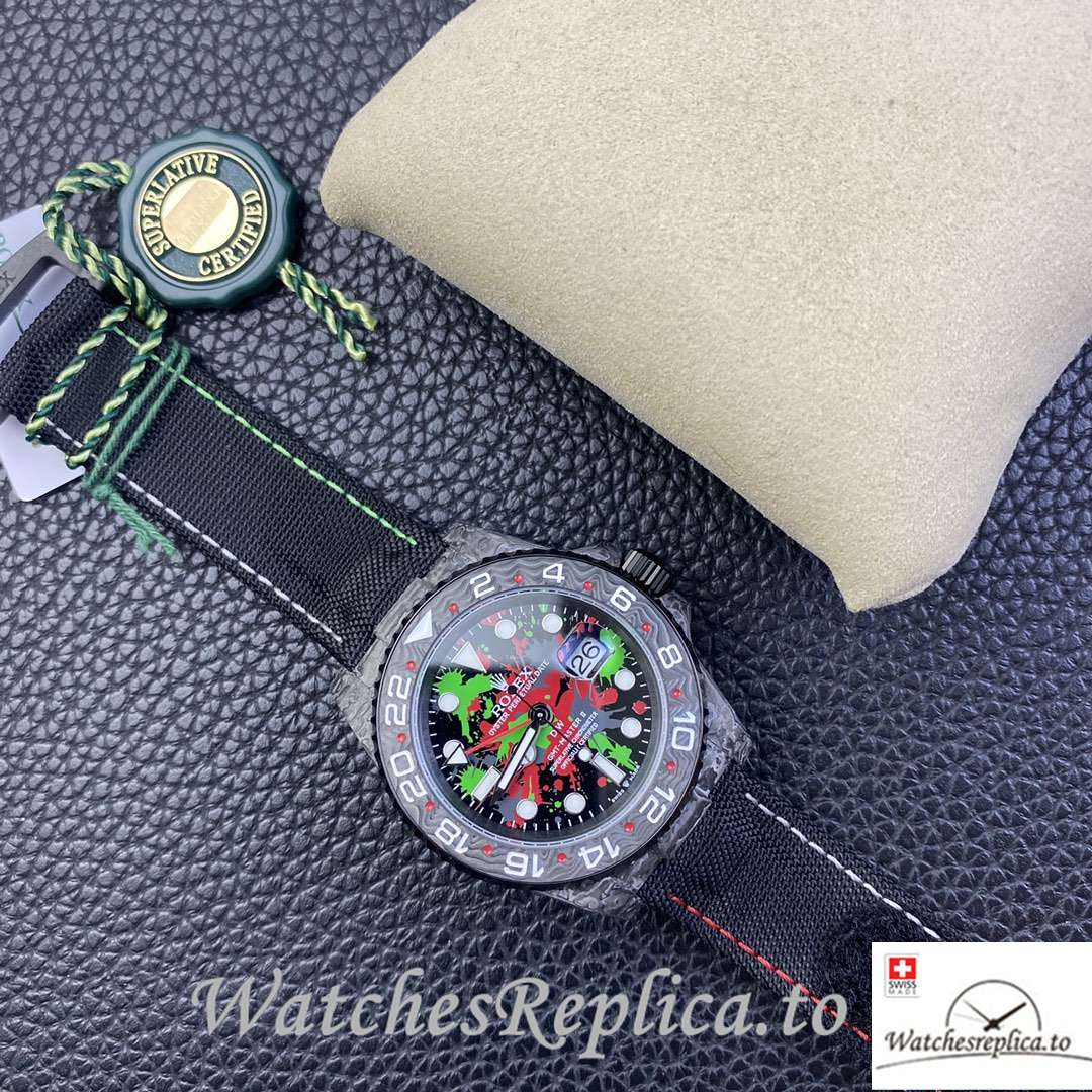 Swiss Rolex GMT Master Electro Carbon Carbon fiber strap 40MM - WatchesReplica.is