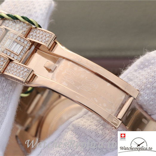 Swiss Rolex GMT-Master Replica 116769TBR-74779B Rose Gold and Diamonds strap 40MM - WatchesReplica.is