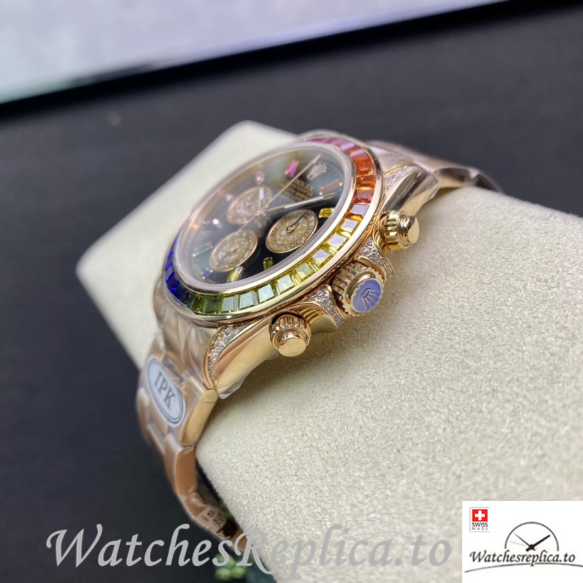 Swiss Rolex Daytona 116598RBOW Replica Rose Gold strap 40MM - WatchesReplica.is