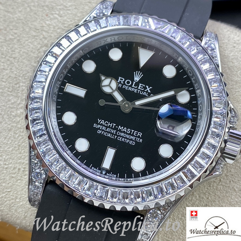Swiss Rolex Yacht Master Replica 226679TBR Rubber strap 42MM Black Dial - WatchesReplica.is