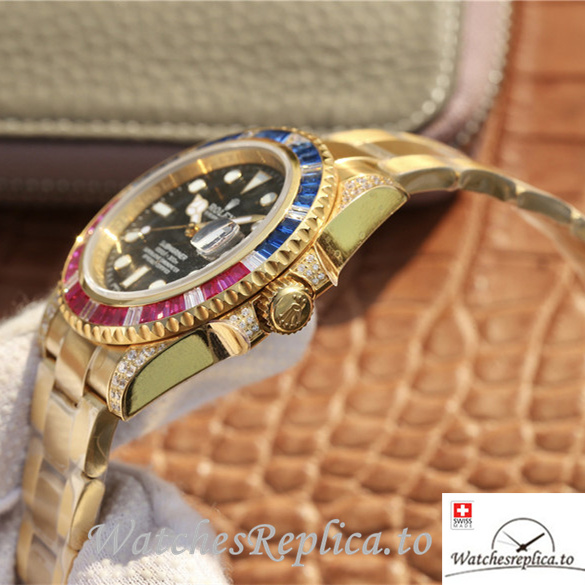 Swiss Rolex Submariner Replica 116618LN-97208 Yellow Gold strap 40MM - WatchesReplica.is