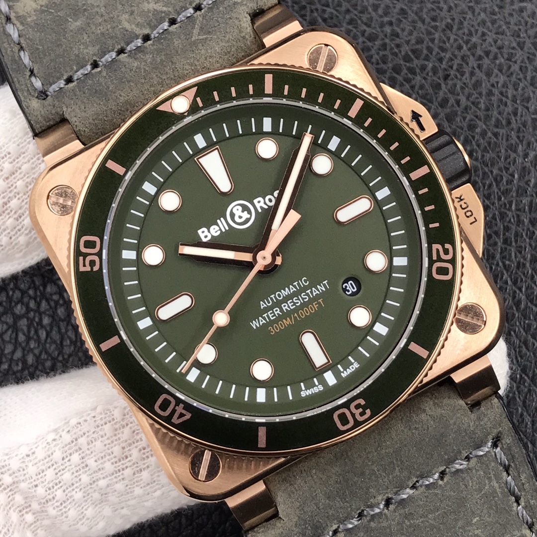 Bell Ross Replica BR 03 BR0392-CAMO-CE/SRB Leather strap 42MM - WatchesReplica.is