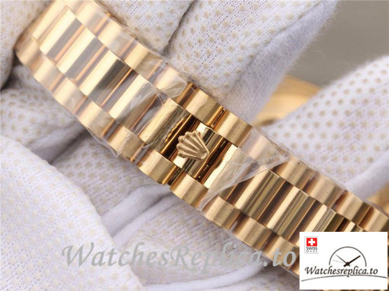Swiss Rolex Day Date II Replica 218238 Yellow Gold Strap 40MM - WatchesReplica.is