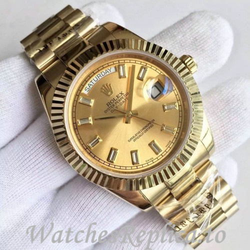 Swiss Rolex Day Date Replica 228348 Yellow Gold strap 40MM - WatchesReplica.is