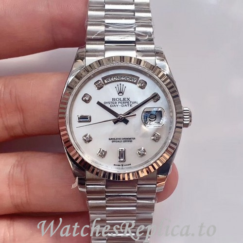 Swiss Rolex Day Date Replica 128239 Stainless steel strap 36MM - WatchesReplica.is