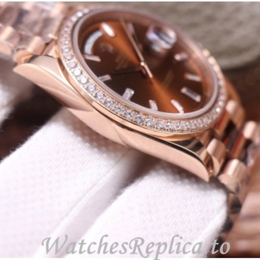 Swiss Rolex Day Date Replica 228345 Rose Gold strap 40MM - WatchesReplica.is