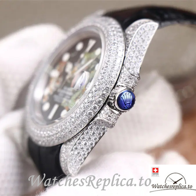 Swiss Rolex Submariner Replica Leather strap 40MM - WatchesReplica.is