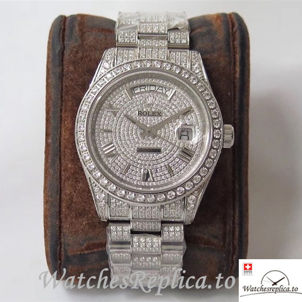 Swiss Rolex Day Date Replica Stainless steel strap 40MM - WatchesReplica.is