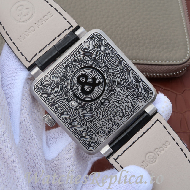Bell Ross Replica Aviation BR01 Leather strap 46MM - WatchesReplica.is