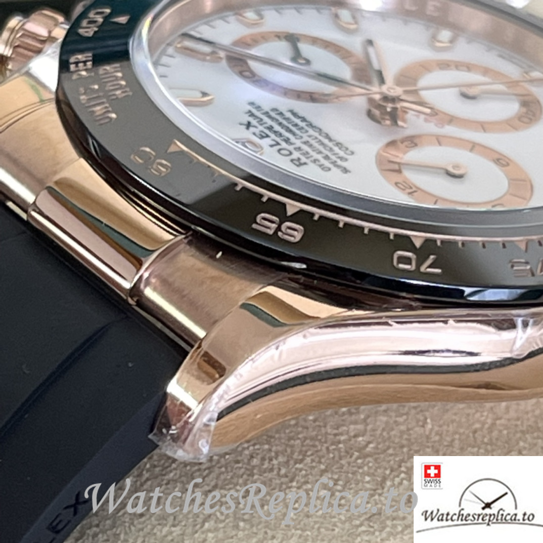 Swiss Rolex Daytona Replica Rubber strap 40MM White Dial Sticks Marks - WatchesReplica.is