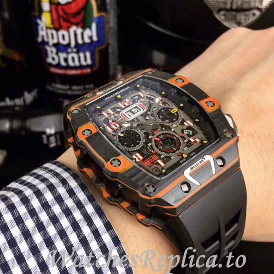 Richard Mille Replica RM011 Rubber strap 50MM - WatchesReplica.is
