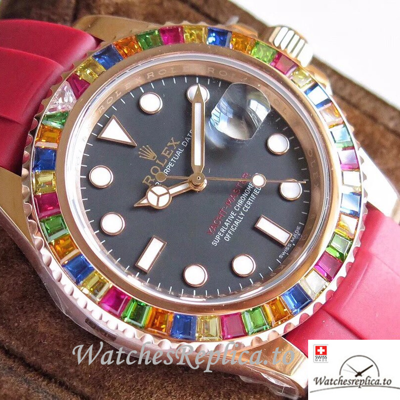 Swiss Rolex Yacht-Master Replica 116695SATS Rubber strap 40MM - WatchesReplica.is