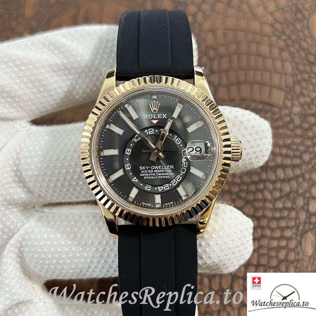Swiss Rolex Sky Dweller 326938 Replica Rubber strap 42MM - WatchesReplica.is