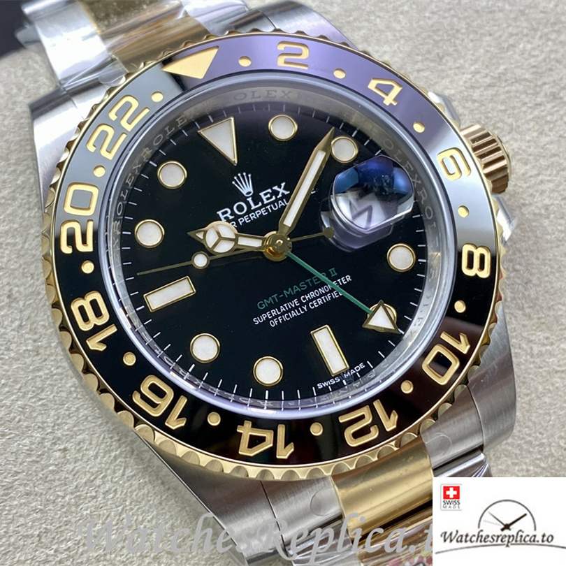 Swiss Rolex GMT Master Replica 116713 Stainless steel strap 40MM - WatchesReplica.is
