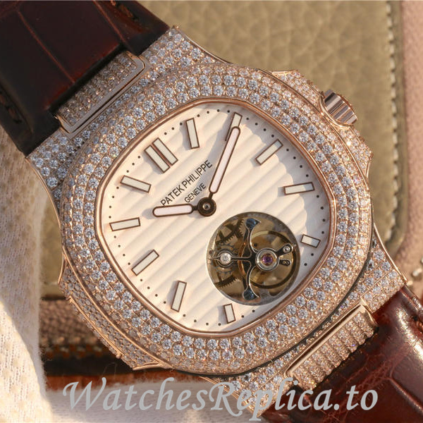 Patek Philippe Replica Nautilus Leather strap 40MM - WatchesReplica.is