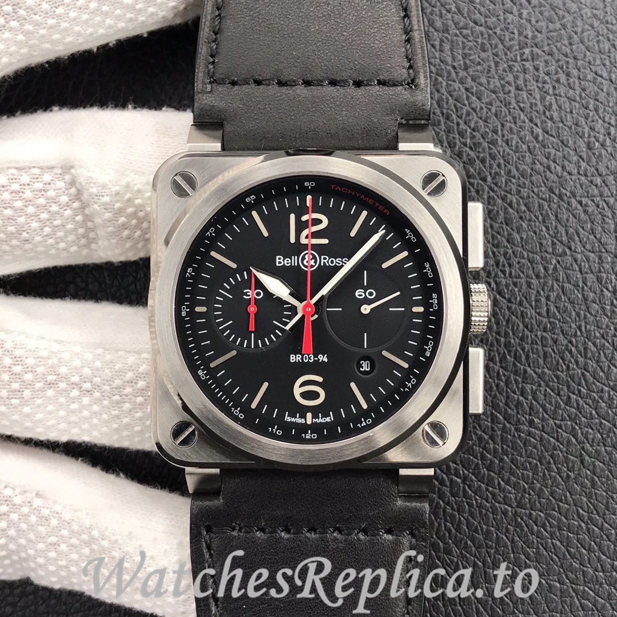 Bell Ross Replica BR 03 BR03-94 Leather strap 42MM - WatchesReplica.is