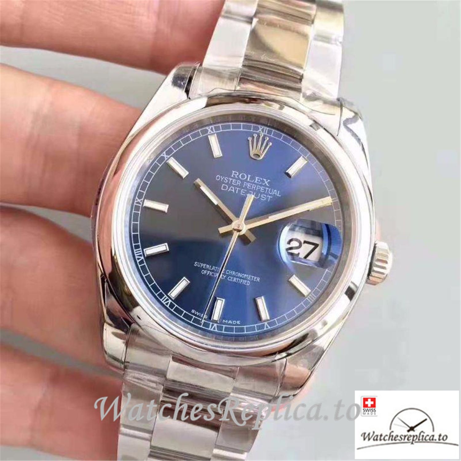 Swiss Rolex Datejust Replica 116200 Blue Dial 36MM - WatchesReplica.is