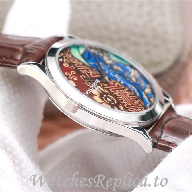 Patek Philippe Replica Calatrava 5077P-103 Leather strap 38.6MM - WatchesReplica.is