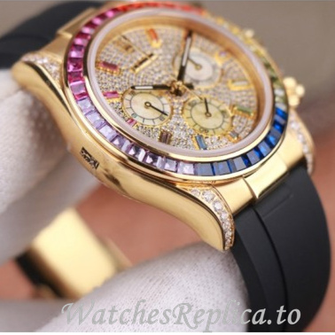 Swiss Rolex Daytona Replica 116598RBOW Rubber strap 40MM - WatchesReplica.is