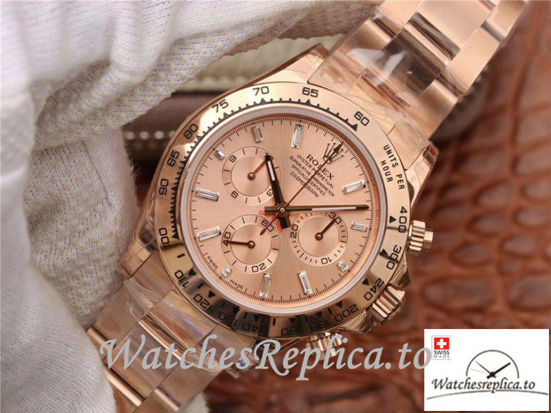 Swiss Rolex Daytona Cosmograph Replica 116508 001 Rose Gold Strap 40MM - WatchesReplica.is