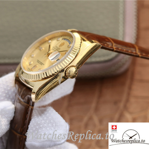 Swiss Rolex Day-Date Replica 118138 Leather strap 36MM - WatchesReplica.is