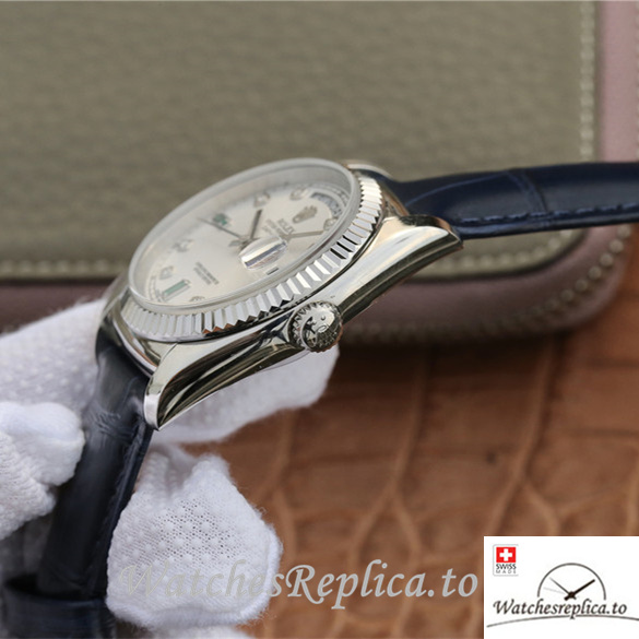 Swiss Rolex Day-Date Replica 118139 Leather strap 36MM - WatchesReplica.is