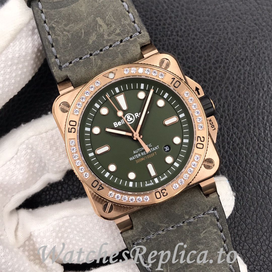 Bell Ross Replica BR 03 BR0392-D-G-BR/SCA Leather strap 42MM - WatchesReplica.is