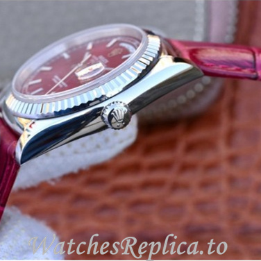 Swiss Rolex Day Date Replica 118138 Leather strap 36MM - WatchesReplica.is
