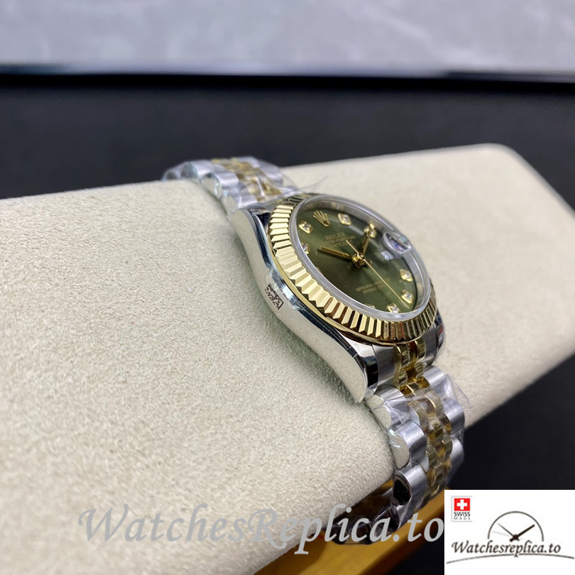 Swiss Rolex Datejust Replica 178384 Stainless steel strap 31MM Green Dial - WatchesReplica.is