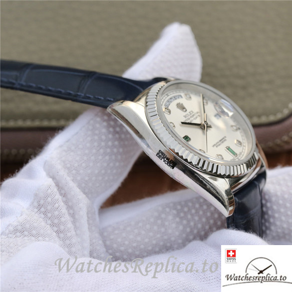 Swiss Rolex Day-Date Replica 118139 Leather strap 36MM - WatchesReplica.is