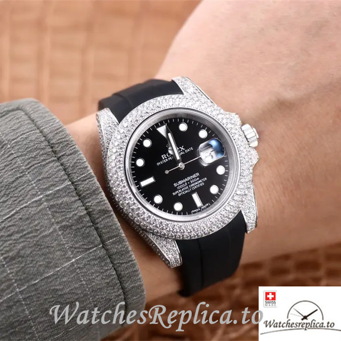 Swiss Rolex Submariner Replica Rubber strap 40MM - WatchesReplica.is