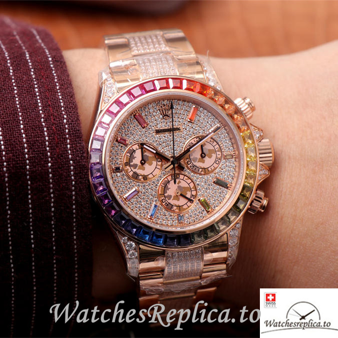 Swiss Rolex Daytona Replica 116598RBOW Rose Gold strap 40MM - WatchesReplica.is