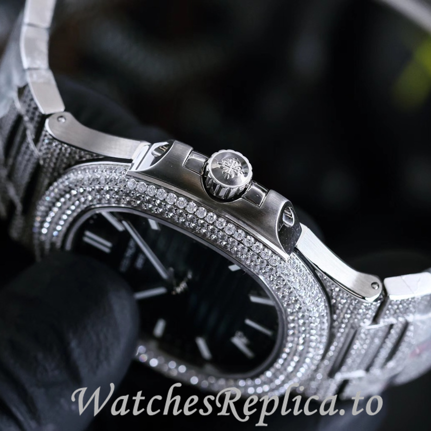 Patek Philippe Replica Nautilus 5711 Diamonds paved strap 40MM - WatchesReplica.is