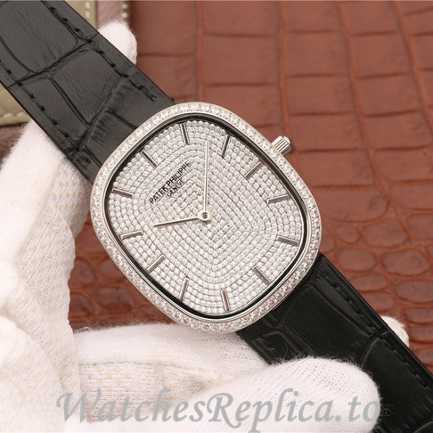 Patek Philippe Replica Golden Ellipse Leather strap 39.5MM - WatchesReplica.is