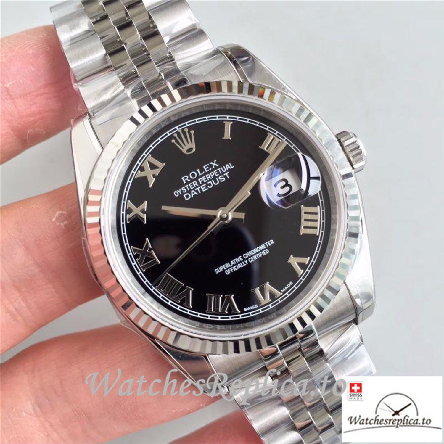 Swiss Rolex Datejust Replica 116334 001 Black Dial 41MM - WatchesReplica.is