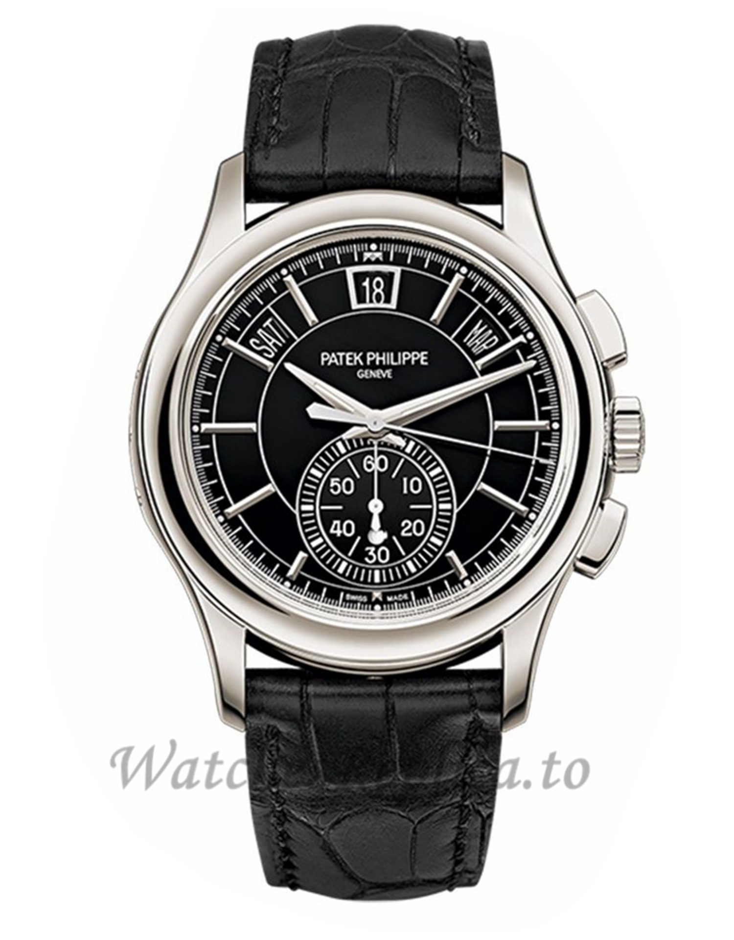 Patek Phillippe Replica Complications Platinum Flyback Chronograph 42MM Watch 5905P010 - WatchesReplica.is