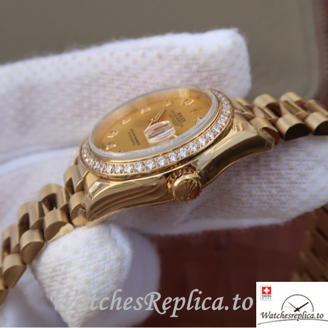 Swiss Rolex Datejust Replica 279138RBR Yellow Gold strap 28MM - WatchesReplica.is