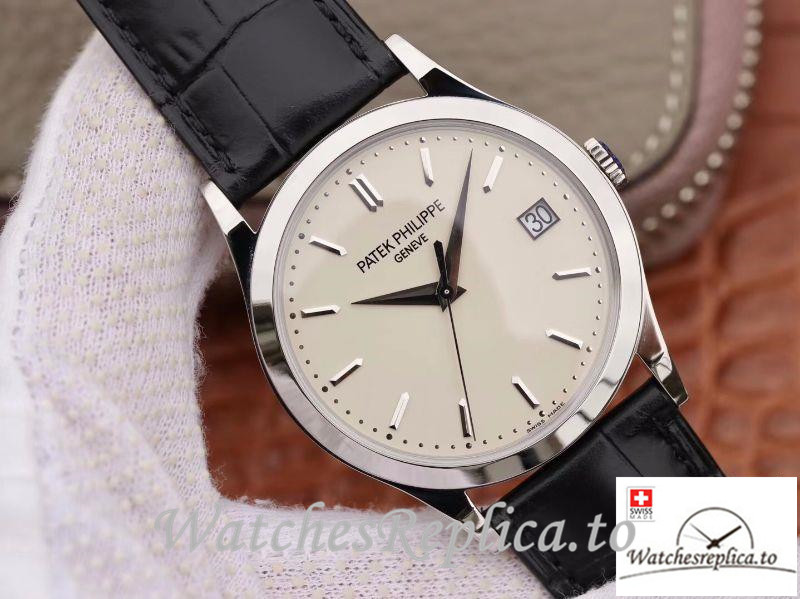 Swiss Patek Philippe Calatrava Replica 5296G-010 Black Strap 39MM×9MM - WatchesReplica.is