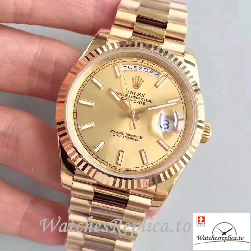 Swiss Rolex Day Date Replica M228238-0003 Gold strap 40MM - WatchesReplica.is