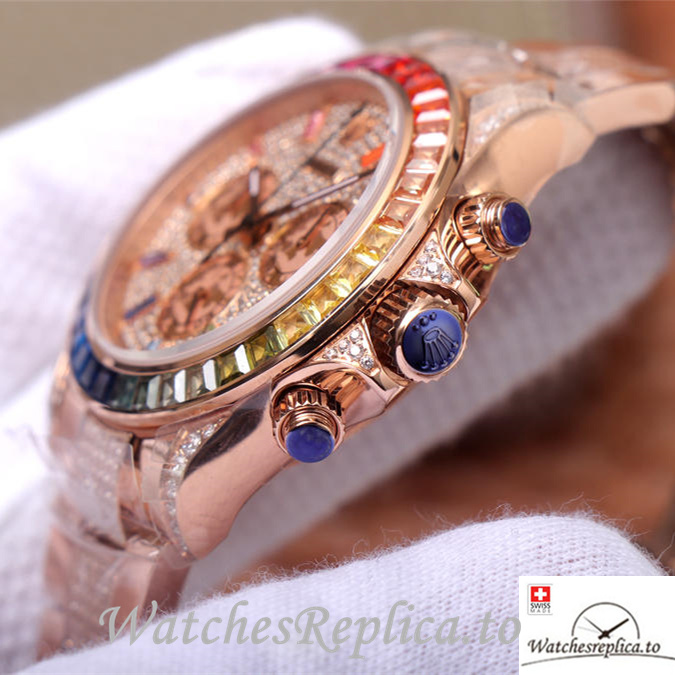 Swiss Rolex Daytona Replica 116598RBOW Rose Gold strap 40MM - WatchesReplica.is