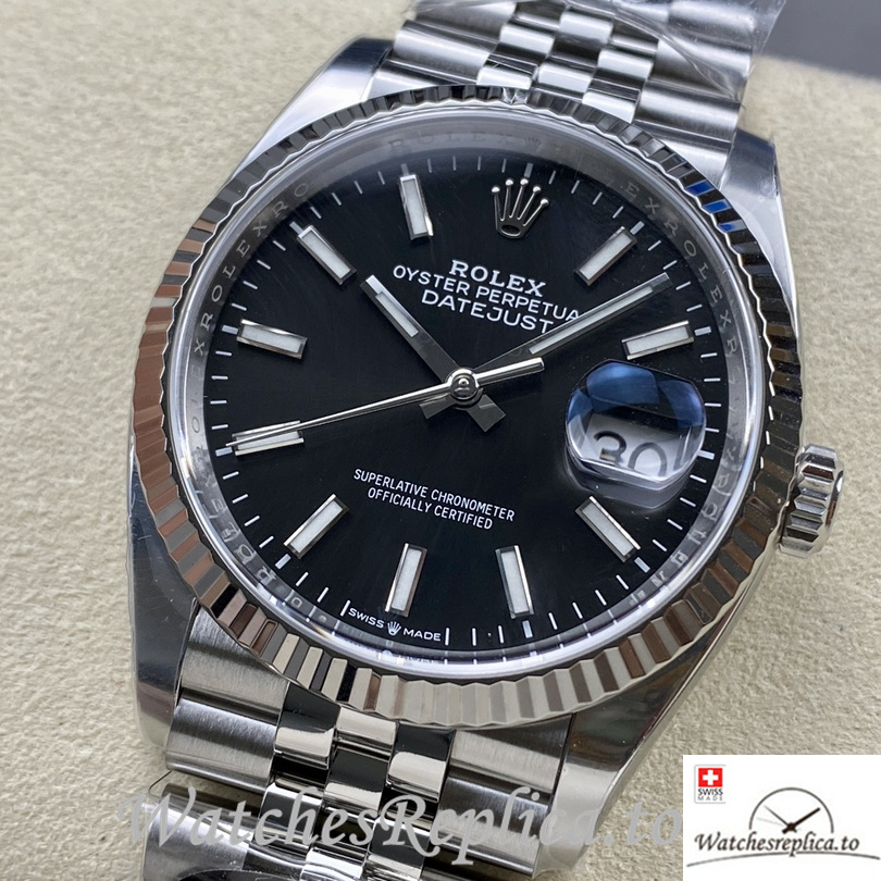 Swiss Rolex Datejust Replica 126234 Stainless steel strap 36MM Black Dial - WatchesReplica.is