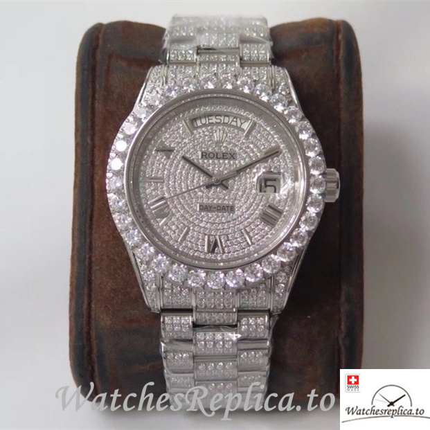 Swiss Rolex Day Date Replica Stainless steel strap 40MM - WatchesReplica.is