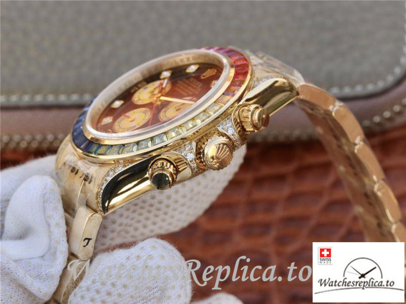 Swiss Rolex Daytona Cosmograph Replica 116598RBOW Gold Strap 40MM - WatchesReplica.is