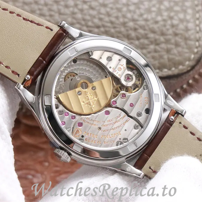 Patek Philippe Replica Calatrava 5077P-103 Leather strap 38.6MM - WatchesReplica.is